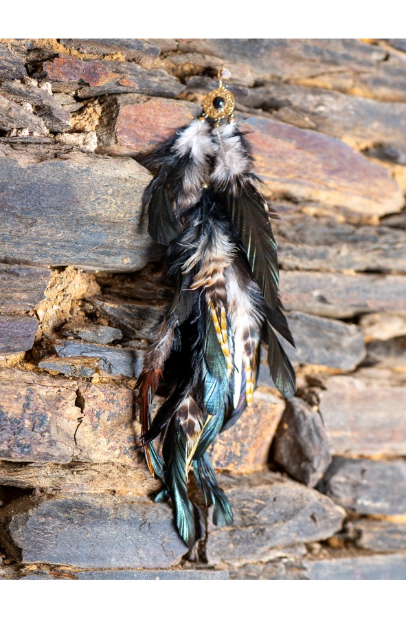 Long feather earring for medieval...