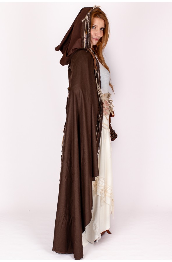 Brown medieval cloak with hoo