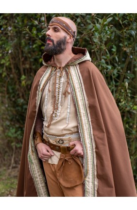 Frayed brown medieval cloak