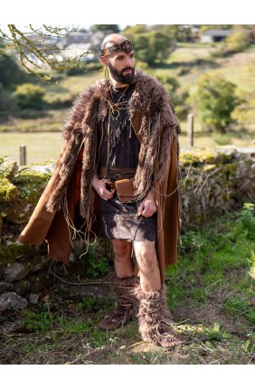 Medieval brown cloak with vegan fur
