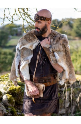 Men's Rabbit Fur Cloak for Celtic and Viking Reenactments, LARP, and Historical Events - Yutecrea