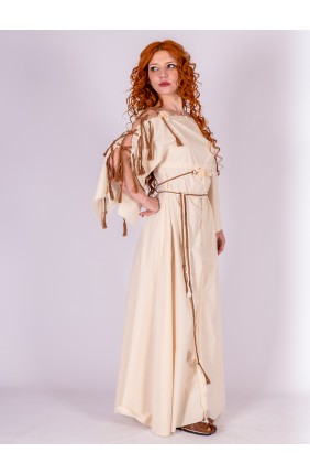 Handcrafted Ivory Roman Dress with Rustic Details