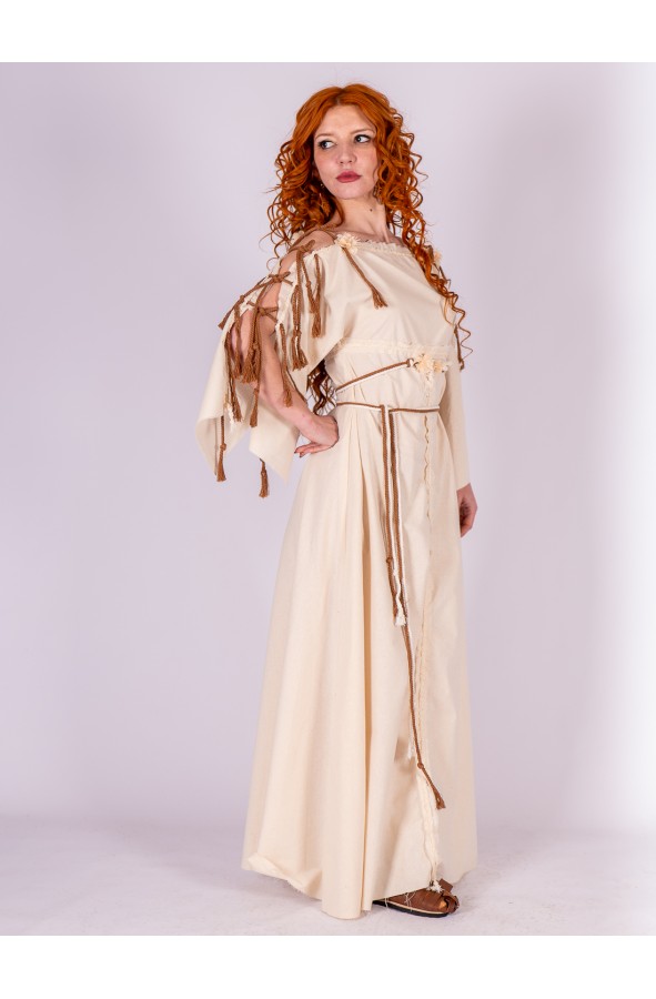 Vestido romano marfil artesanal con...
