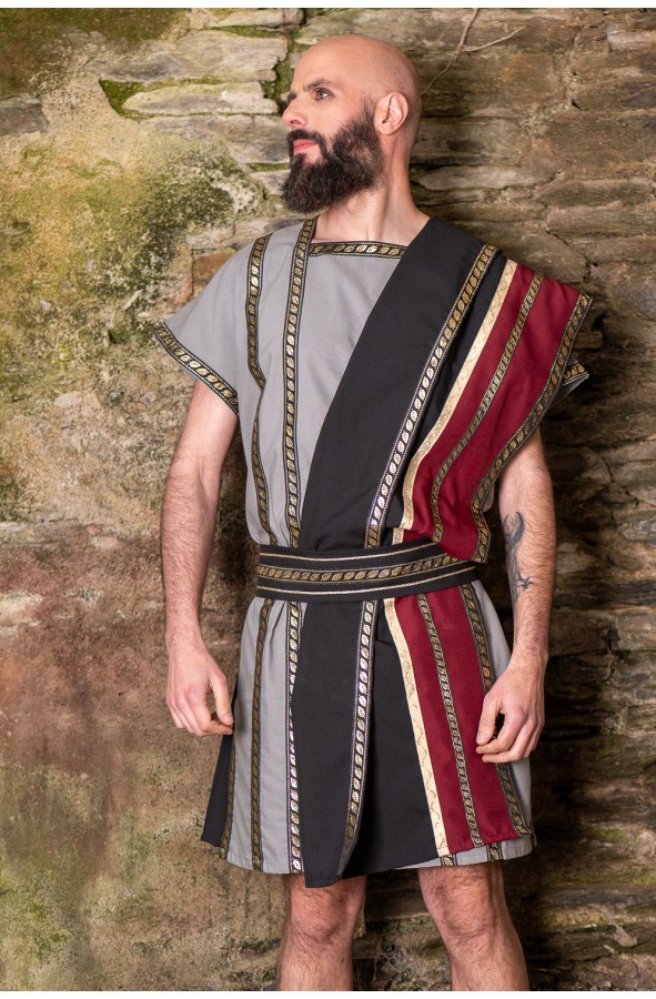 Grey Roman costume with black and...
