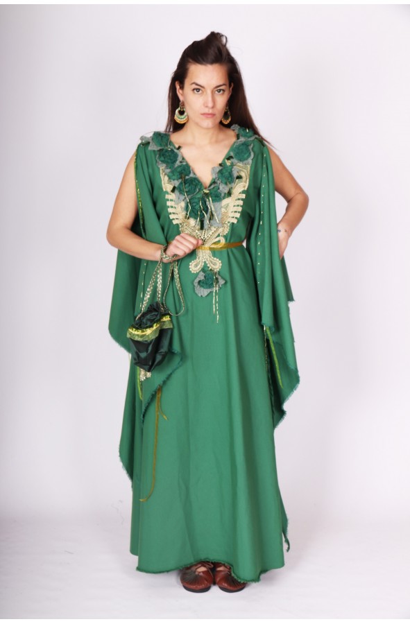 Bolso medieval tela verde