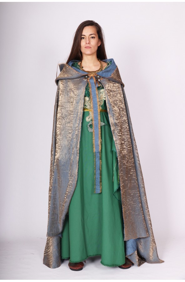 Medieval gold hooded cloak