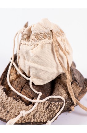 Rustic Cream Bag with Celtic Viking Medieval Drawstring, Handmade LARP Belt or Crossbody Bag