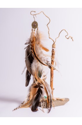 Single Celtic Viking Warrior Feather Earring in Brown and Gold Tones