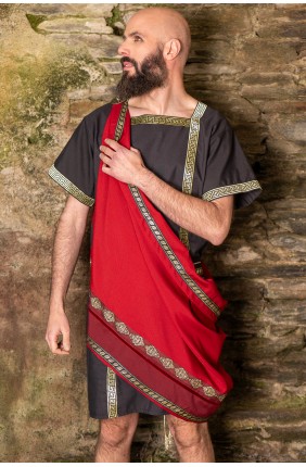 Black Roman Tunic Set with...