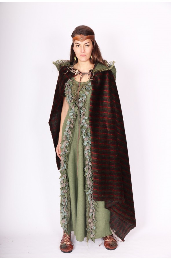 Celtic plaid hooded cloak
