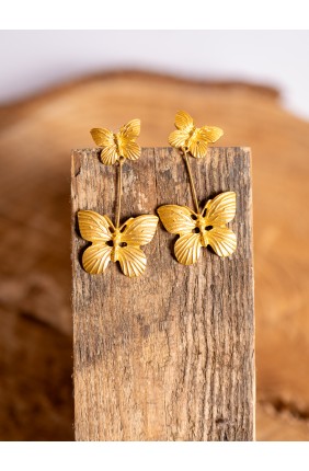Pendientes romanos dorados de mariposa